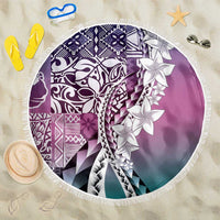 Aloha Vintage Plumeria Hawaiian Tapa Pattern Beach Blanket Gradient Hawaiian Tapa Pattern - Polynesian Pride