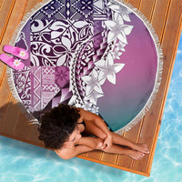 Aloha Vintage Plumeria Hawaiian Tapa Pattern Beach Blanket Gradient Hawaiian Tapa Pattern - Polynesian Pride