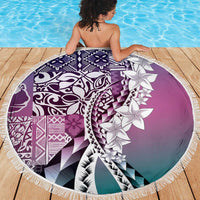 Aloha Vintage Plumeria Hawaiian Tapa Pattern Beach Blanket Gradient Hawaiian Tapa Pattern - Polynesian Pride