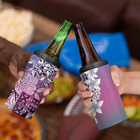 Aloha Vintage Plumeria Hawaiian Tapa Pattern 4 in 1 Can Cooler Tumbler Gradient Hawaiian Tapa Pattern - Polynesian Pride