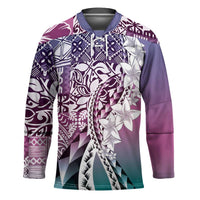 Aloha Vintage Plumeria Hawaiian Tapa Pattern Hockey Jersey Gradient Hawaiian Tapa Pattern LT9 Unisex Gradient - Polynesian Pride