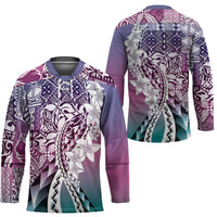 Aloha Vintage Plumeria Hawaiian Tapa Pattern Hockey Jersey Gradient Hawaiian Tapa Pattern LT9 - Polynesian Pride