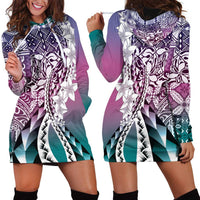 Aloha Vintage Plumeria Hawaiian Tapa Pattern Hoodie Dress Gradient Hawaiian Tapa Pattern - Polynesian Pride
