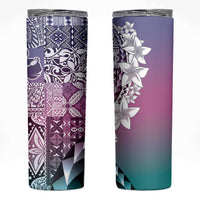 Aloha Vintage Plumeria Hawaiian Tapa Pattern Skinny Tumbler Gradient Hawaiian Tapa Pattern - Polynesian Pride