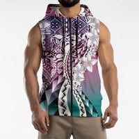 Aloha Vintage Plumeria Hawaiian Tapa Pattern Sleeveless Zip Hoodie Gradient Hawaiian Tapa Pattern LT9