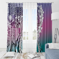 Aloha Vintage Plumeria Hawaiian Tapa Pattern Window Curtain Gradient Hawaiian Tapa Pattern - Polynesian Pride