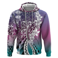 Aloha Vintage Plumeria Hawaiian Tapa Pattern Zip Hoodie Gradient Hawaiian Tapa Pattern - Polynesian Pride
