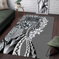 Aloha Vintage Plumeria Hawaiian Tapa Pattern Area Rug Gray Hawaiian Tapa Pattern LT9 Gray - Polynesian Pride