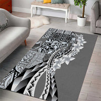 Aloha Vintage Plumeria Hawaiian Tapa Pattern Area Rug Gray Hawaiian Tapa Pattern LT9 - Polynesian Pride