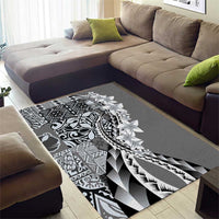 Aloha Vintage Plumeria Hawaiian Tapa Pattern Area Rug Gray Hawaiian Tapa Pattern LT9 - Polynesian Pride