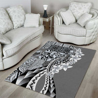 Aloha Vintage Plumeria Hawaiian Tapa Pattern Area Rug Gray Hawaiian Tapa Pattern LT9 - Polynesian Pride