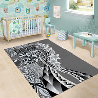Aloha Vintage Plumeria Hawaiian Tapa Pattern Area Rug Gray Hawaiian Tapa Pattern LT9 - Polynesian Pride