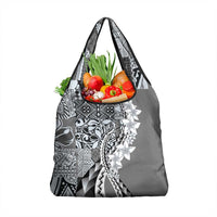 Aloha Vintage Plumeria Hawaiian Tapa Pattern Grocery Bag Gray Hawaiian Tapa Pattern LT9 1-pack One Size Gray - Polynesian Pride