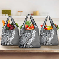 Aloha Vintage Plumeria Hawaiian Tapa Pattern Grocery Bag Gray Hawaiian Tapa Pattern LT9 3-pack One Size Gray - Polynesian Pride