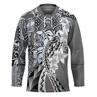 Aloha Vintage Plumeria Hawaiian Tapa Pattern Hockey Jersey Gray Hawaiian Tapa Pattern - Polynesian Pride