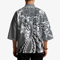 Aloha Vintage Plumeria Hawaiian Tapa Pattern Kimono Gray Hawaiian Tapa Pattern - Polynesian Pride