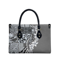 Aloha Vintage Plumeria Hawaiian Tapa Pattern Leather Bag Gray Hawaiian Tapa Pattern LT9 - Polynesian Pride