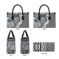 Aloha Vintage Plumeria Hawaiian Tapa Pattern Leather Bag Gray Hawaiian Tapa Pattern LT9 - Polynesian Pride
