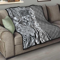 Aloha Vintage Plumeria Hawaiian Tapa Pattern Quilt Gray Hawaiian Tapa Pattern - Polynesian Pride