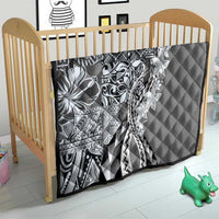 Aloha Vintage Plumeria Hawaiian Tapa Pattern Quilt Gray Hawaiian Tapa Pattern - Polynesian Pride