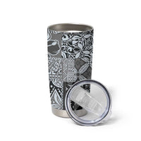 Aloha Vintage Plumeria Hawaiian Tapa Pattern Tumbler Cup Gray Hawaiian Tapa Pattern - Polynesian Pride