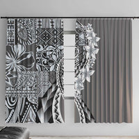 Aloha Vintage Plumeria Hawaiian Tapa Pattern Window Curtain Gray Hawaiian Tapa Pattern - Polynesian Pride