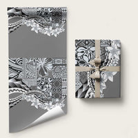 Aloha Vintage Plumeria Hawaiian Tapa Pattern Wrapping Paper Gray Hawaiian Tapa Pattern - Polynesian Pride