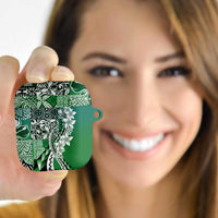 Aloha Vintage Plumeria Hawaiian Tapa Pattern AirPods Case Green Hawaiian Tapa Pattern - Polynesian Pride