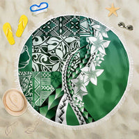 Aloha Vintage Plumeria Hawaiian Tapa Pattern Beach Blanket Green Hawaiian Tapa Pattern - Polynesian Pride
