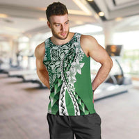 Aloha Vintage Plumeria Hawaiian Tapa Pattern Men Tank Top Green Hawaiian Tapa Pattern - Polynesian Pride