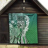 Aloha Vintage Plumeria Hawaiian Tapa Pattern Quilt Green Hawaiian Tapa Pattern - Polynesian Pride