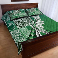 Aloha Vintage Plumeria Hawaiian Tapa Pattern Quilt Bed Set Green Hawaiian Tapa Pattern - Polynesian Pride