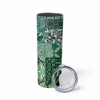 Aloha Vintage Plumeria Hawaiian Tapa Pattern Skinny Tumbler Green Hawaiian Tapa Pattern - Polynesian Pride