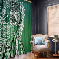 Aloha Vintage Plumeria Hawaiian Tapa Pattern Window Curtain Green Hawaiian Tapa Pattern - Polynesian Pride