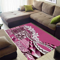 Aloha Vintage Plumeria Hawaiian Tapa Pattern Area Rug Pink Hawaiian Tapa Pattern - Polynesian Pride