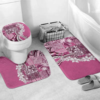 Aloha Vintage Plumeria Hawaiian Tapa Pattern Bathroom Set Pink Hawaiian Tapa Pattern - Polynesian Pride