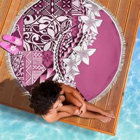 Aloha Vintage Plumeria Hawaiian Tapa Pattern Beach Blanket Pink Hawaiian Tapa Pattern - Polynesian Pride
