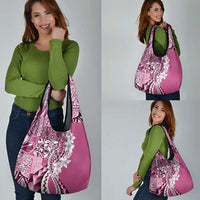 Aloha Vintage Plumeria Hawaiian Tapa Pattern Grocery Bag Pink Hawaiian Tapa Pattern - Polynesian Pride