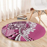 Aloha Vintage Plumeria Hawaiian Tapa Pattern Round Carpet Pink Hawaiian Tapa Pattern - Polynesian Pride