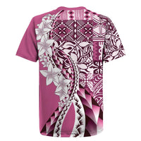 Aloha Vintage Plumeria Hawaiian Tapa Pattern Rugby Jersey Pink Hawaiian Tapa Pattern - Polynesian Pride