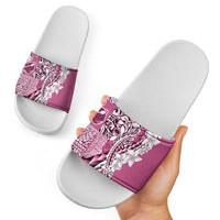 Aloha Vintage Plumeria Hawaiian Tapa Pattern Slide Sandals Pink Hawaiian Tapa Pattern LT9 - Polynesian Pride