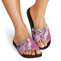 Aloha Vintage Plumeria Hawaiian Tapa Pattern Slide Sandals Pink Hawaiian Tapa Pattern LT9 - Polynesian Pride