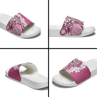 Aloha Vintage Plumeria Hawaiian Tapa Pattern Slide Sandals Pink Hawaiian Tapa Pattern LT9 - Polynesian Pride