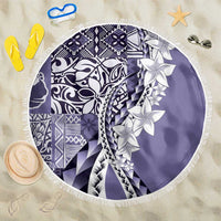 Aloha Vintage Plumeria Hawaiian Tapa Pattern Beach Blanket Purple Hawaiian Tapa Pattern - Polynesian Pride