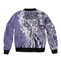 Aloha Vintage Plumeria Hawaiian Tapa Pattern Bomber Jacket Purple Hawaiian Tapa Pattern - Polynesian Pride
