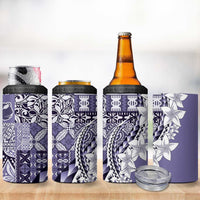 Aloha Vintage Plumeria Hawaiian Tapa Pattern 4 in 1 Can Cooler Tumbler Purple Hawaiian Tapa Pattern - Polynesian Pride