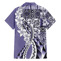 Aloha Vintage Plumeria Hawaiian Tapa Pattern Family Matching Long Sleeve Bodycon Dress and Hawaiian Shirt Purple Hawaiian Tapa Pattern - Polynesian Pride