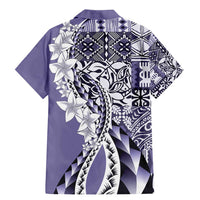 Aloha Vintage Plumeria Hawaiian Tapa Pattern Family Matching Mermaid Dress and Hawaiian Shirt Purple Hawaiian Tapa Pattern - Polynesian Pride