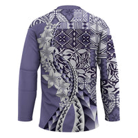 Aloha Vintage Plumeria Hawaiian Tapa Pattern Hockey Jersey Purple Hawaiian Tapa Pattern - Polynesian Pride