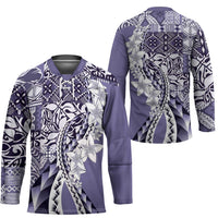 Aloha Vintage Plumeria Hawaiian Tapa Pattern Hockey Jersey Purple Hawaiian Tapa Pattern - Polynesian Pride